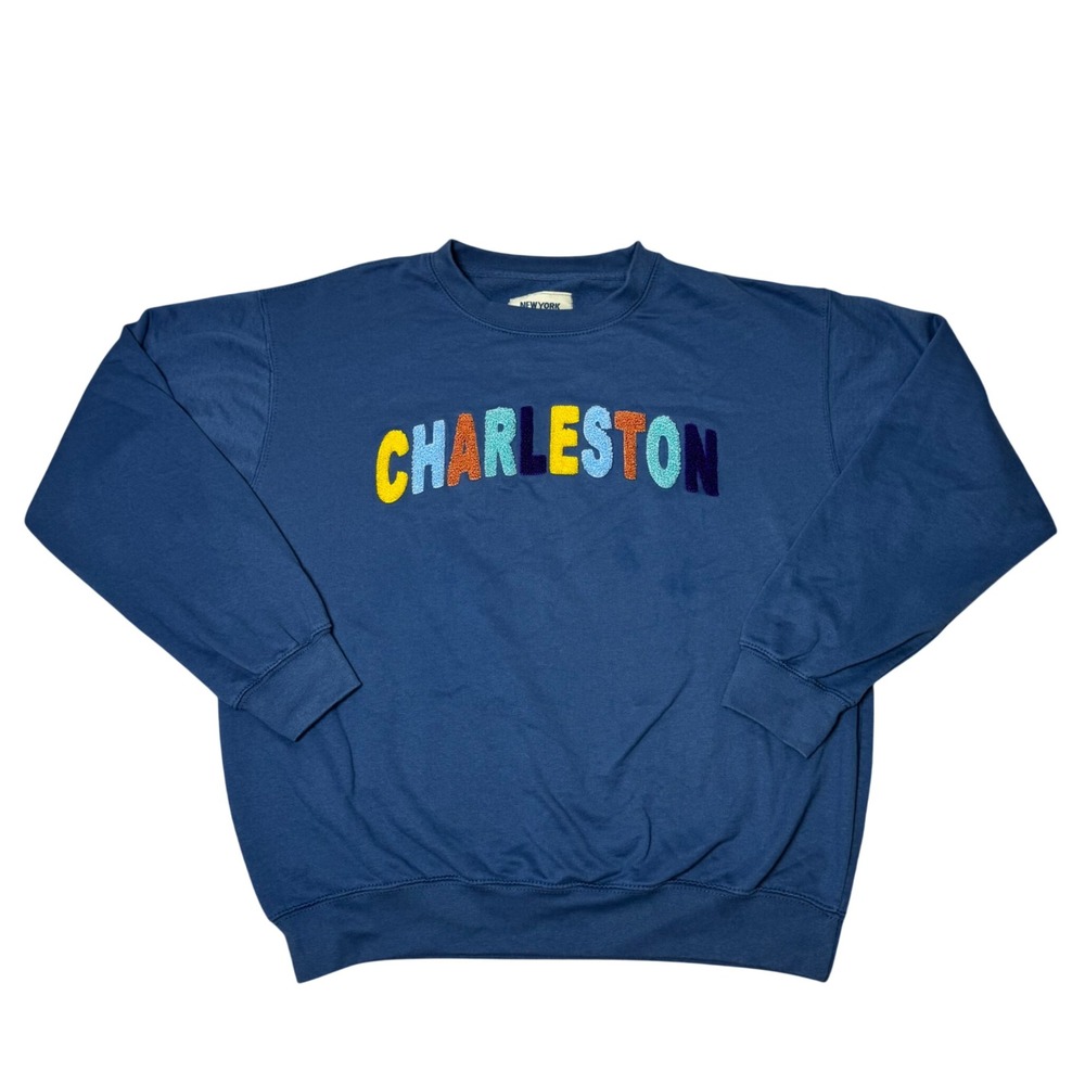Charleston Embroidered Sweatshirt Blue Women's Size Large